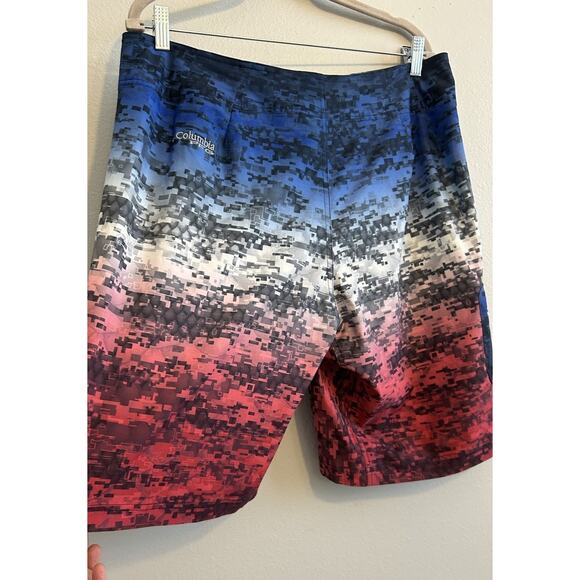 Columbia PFG Board Shorts 36 Swim Trunks Digital Camo Print Red White Blue USA - Picture 12 of 13